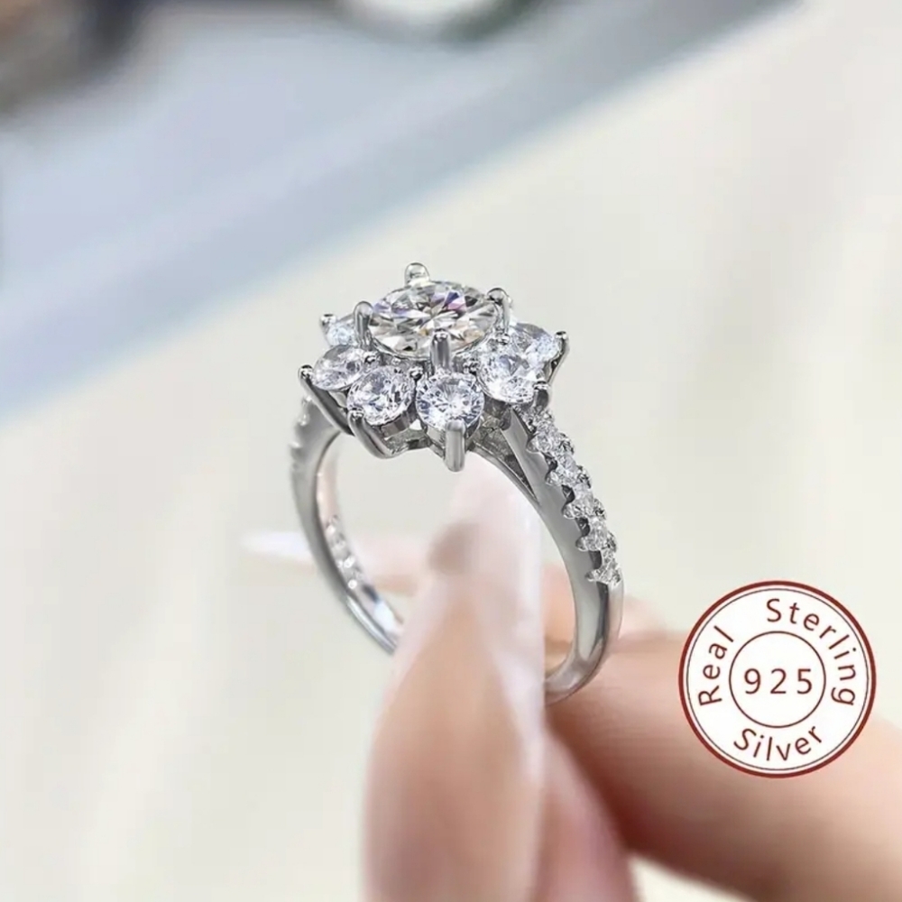 Certified GRA Moissanite Sterling Silver Ring Size 8! NEW - Picture 5 of 13